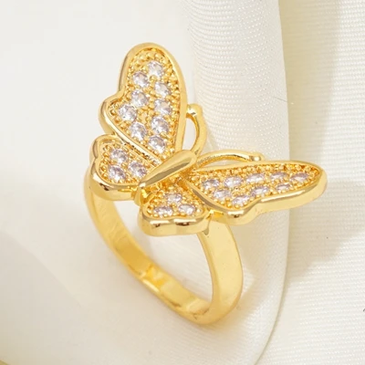 Hyperbole Luxury Wedding Unique Gold Plt Rings for Women Middle East Style Cubic Zircon Fashion Dubai Jewelry Dropshipping - Цвет основного камня: 025