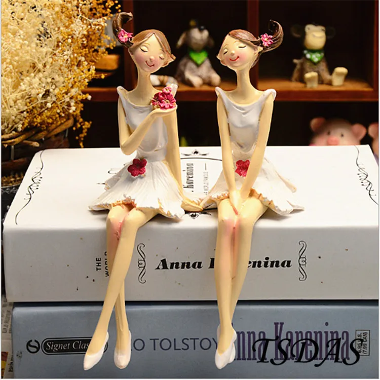2pcs/set Beautiful Girl &amp Angel Creative Resin Doll Ornaments Europe Style Fairy Figurines Wedding Home Decoration | Дом и сад