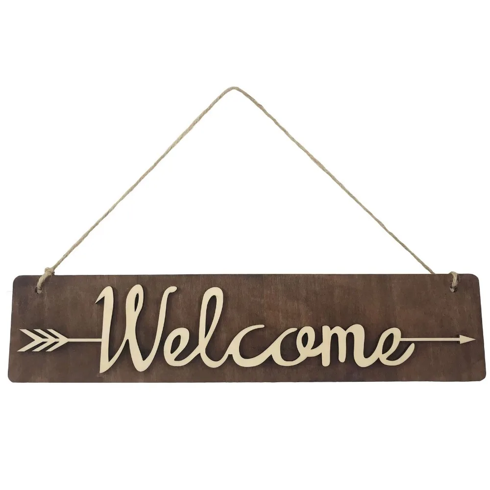 Wooden Welcome Sign For Front Door Hanging Sign Welcome Arrow Sign
