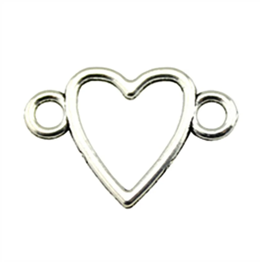 15pcs Heart Charms Connector For Jewelry Making Hollow Heart Connector
