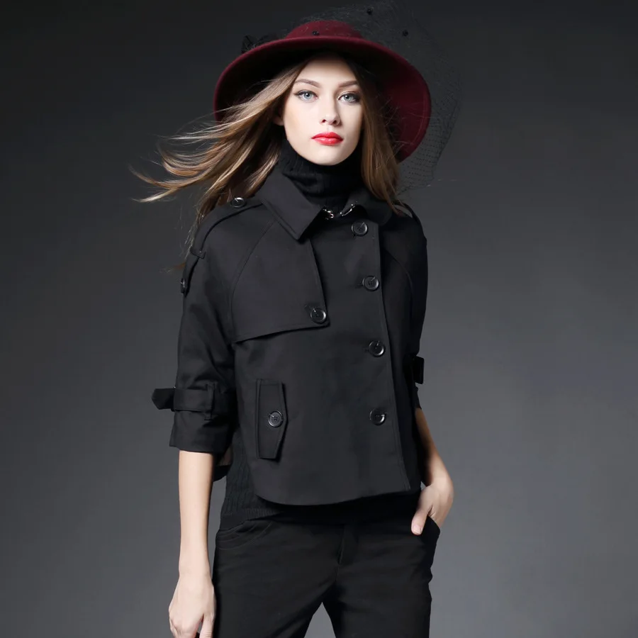 

BURDULLY 2019 Spring Autumn British New Women's Slim Short Trench Coat Female New Trenches