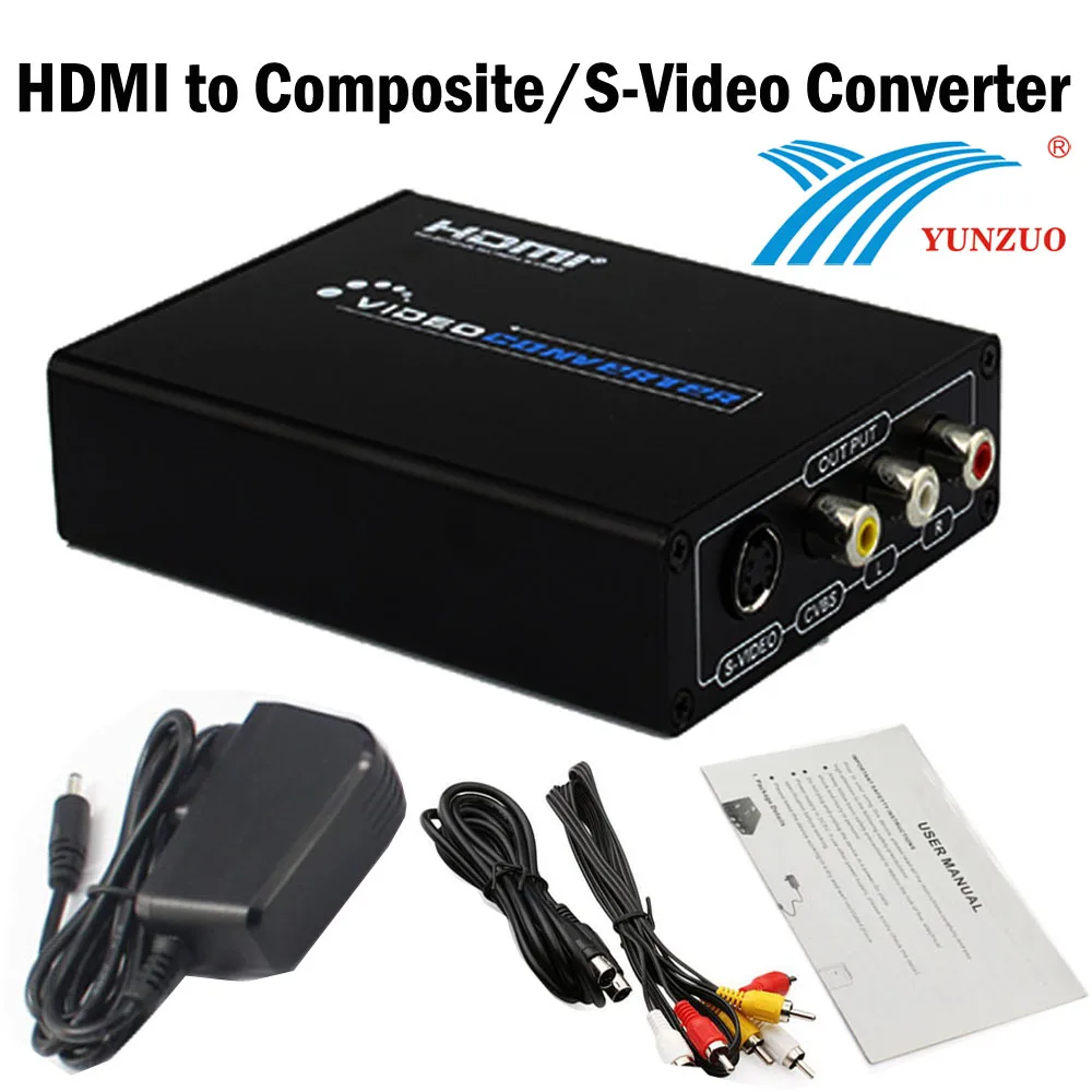 

CE HDMI to Composite/S-Video CVBS Converter Box 1080P Support PAL/NTSC HDMI to AV Audio L/R Convert Adapter for Analog TV DVD