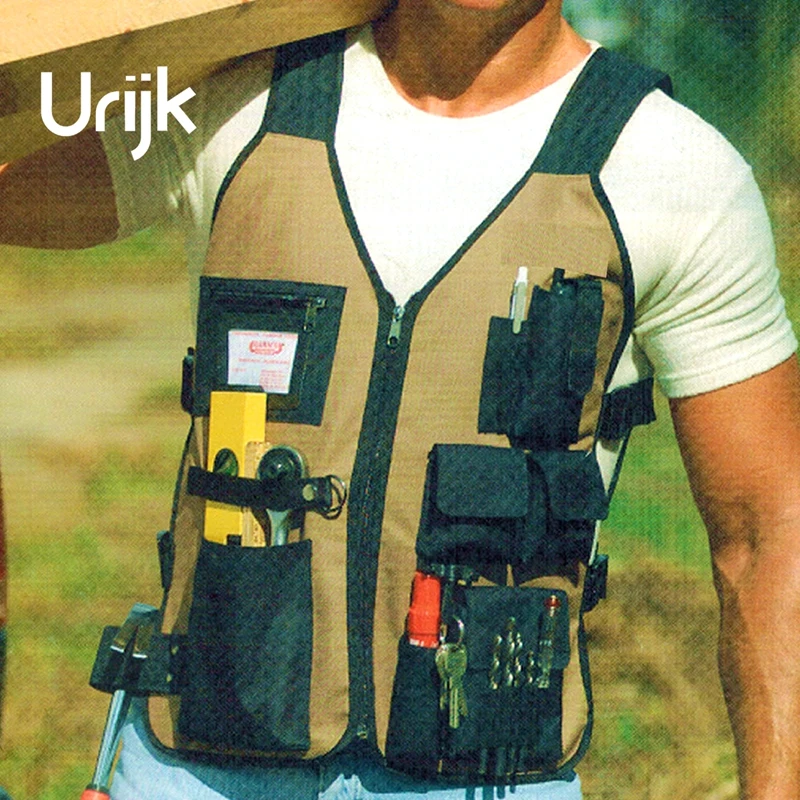 

Urijk 2018 New Oxford Canfas Vest Professional Outdoor Gardening Work Tool Bag Toolkit Hand Tools Wearable Multifunction Large