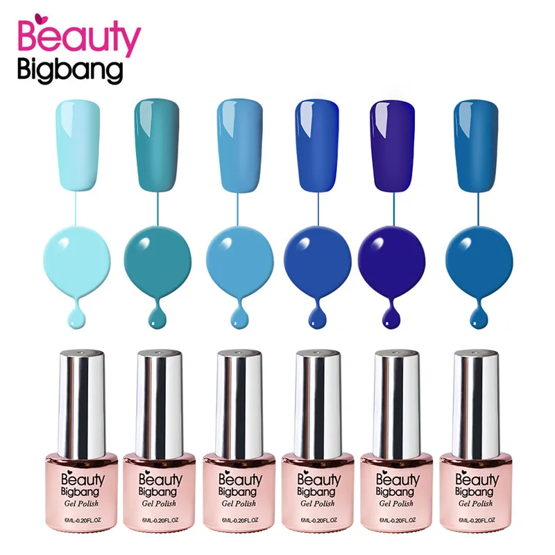 

BeautyBigBang 6ML Blue Nail Gel Polish UV LED Lamp Gel Varnishes For Nail Art Accessories Manicure Top Soak-off Blue Nail Gel