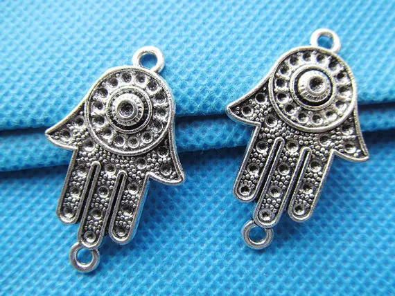 

50pcs 20mmx35mm Antique Silver Sideway The hand of Fatima Hamsa Connector Pendant Charm/Finding,DIY Accessory Jewellry Making