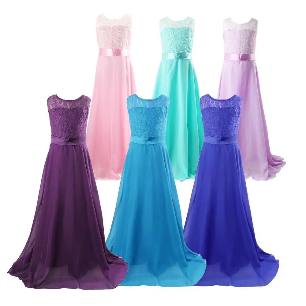 

Girls Flower Lace Dress for Party and Wedding Bridesmaid Floral Kids Girl Dress Ball Gown Prom Formal Maxi Dress 6-14Y