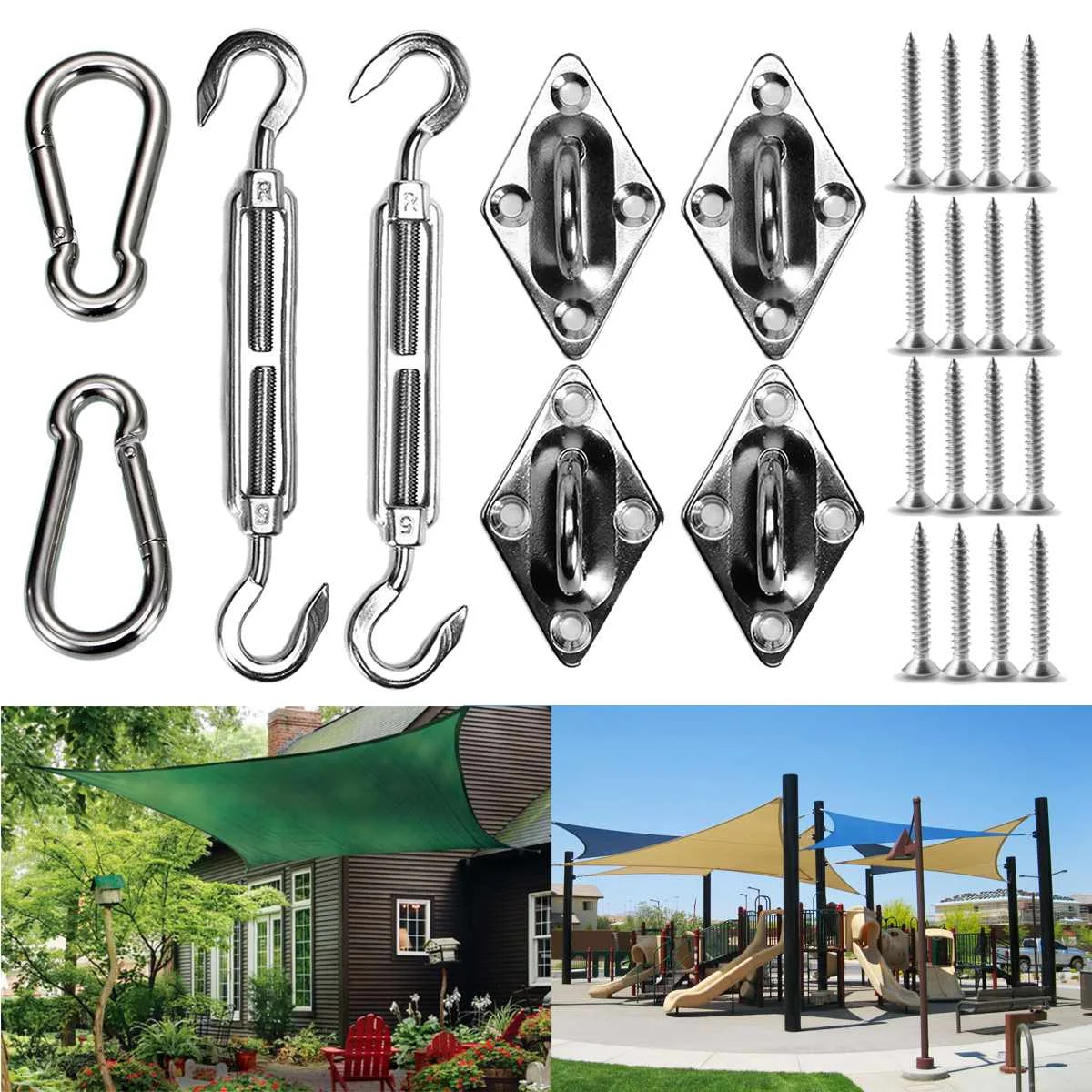Stainless Steel Shade Canopy Sun Sail Fixing Fittings Hardware Accessory Tool 