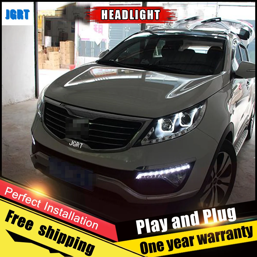 Автомобильные светодиодсветодиодный фары для Kia SportageR 2011 2013 светодиодный ные DRL