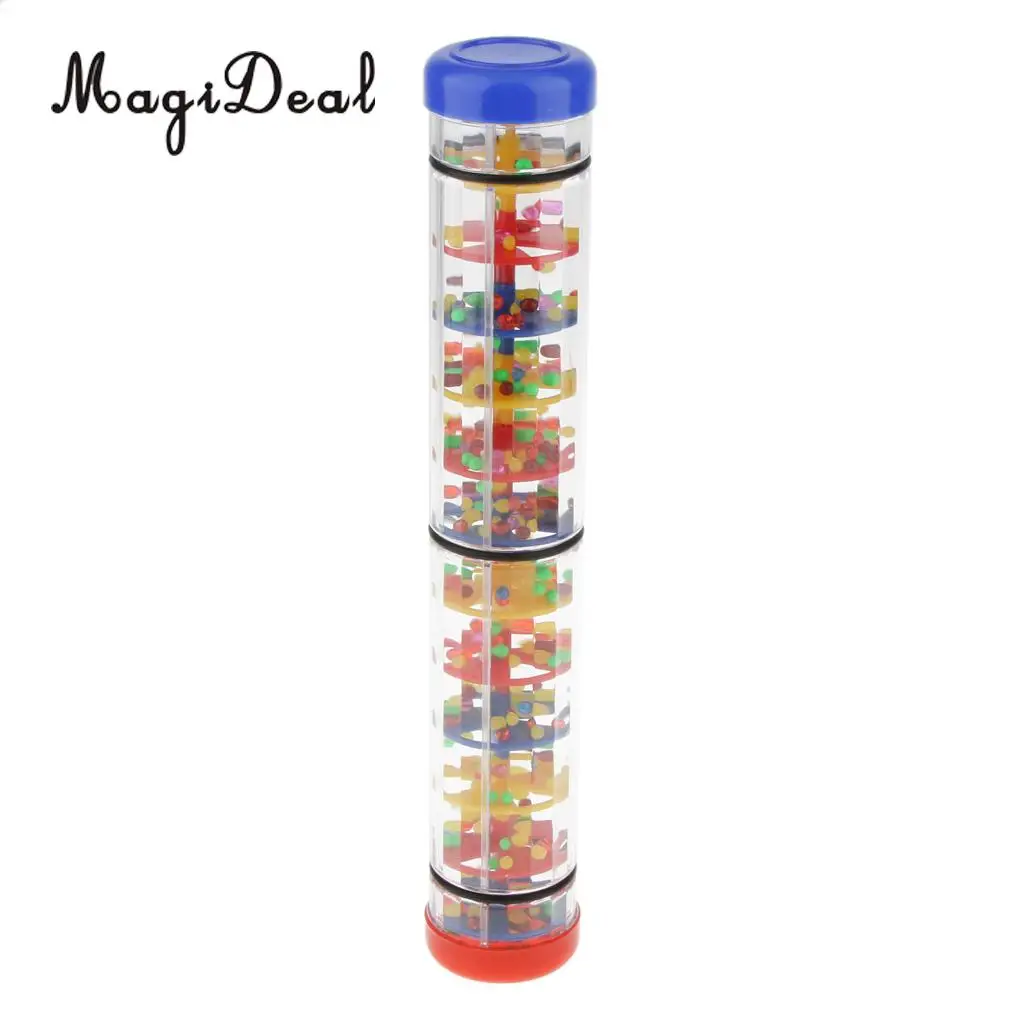 MagiDeal 1Pc Plastic Rain Sound Maker Shake Colorful Beads for Infant Baby Kids Youth Learn Play Toy Novelty Gift 20cm 10cm 30cm