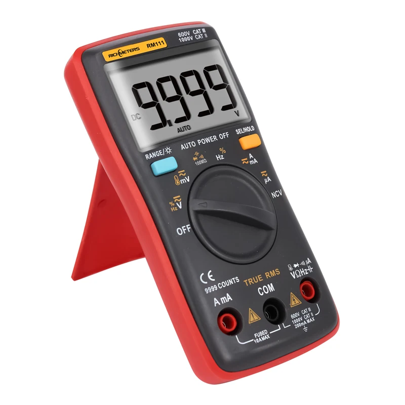 Goede RICHMETERS RM111 NCV True RMS Digitale Multimeter Auto Range 9999 telt Temperatuur Terug licht AC DC Spanning Ampèremeter