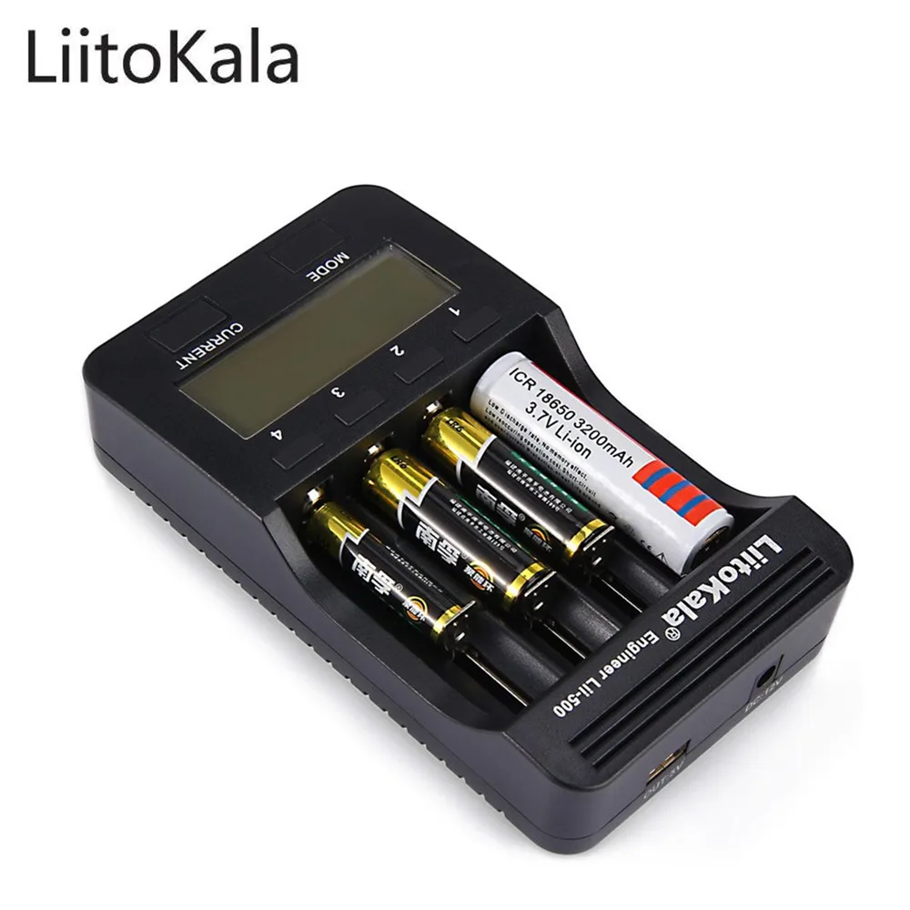 Liitokala Lii-500 интеллектуальное 4 слота lcd литий-ионное зарядное устройство+ адаптер ЕС Быстрая зарядка защита от перегрузки