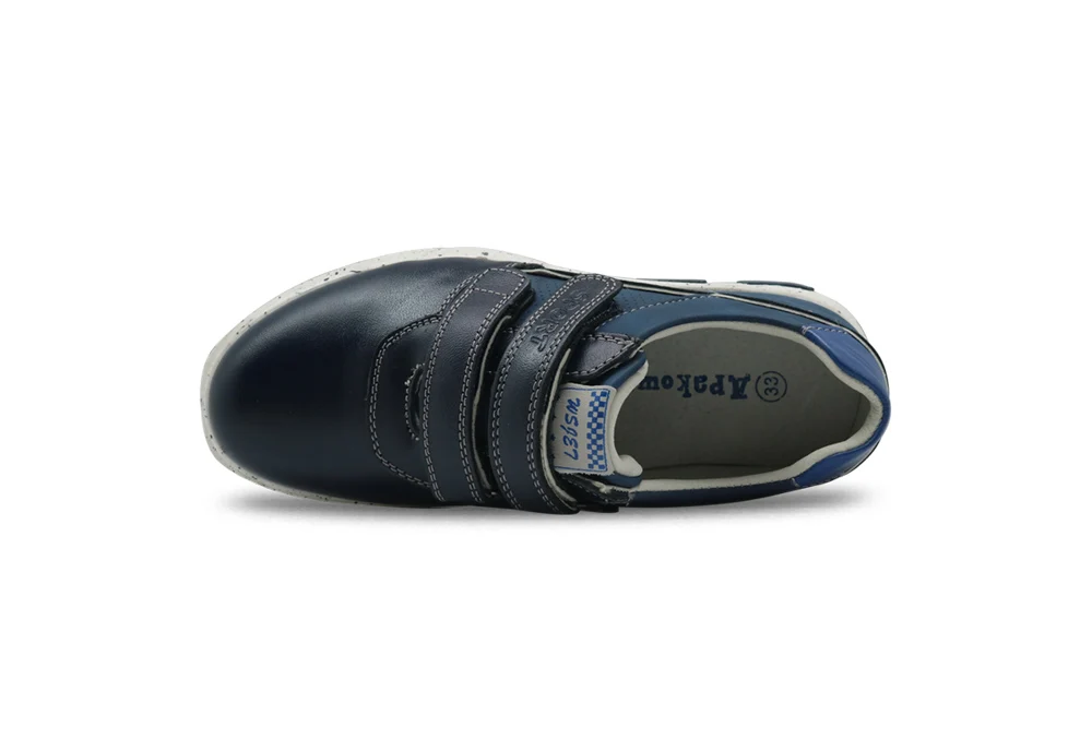 Apakowa EUR 32-37 кроссовки из натуральной кожи для мальчиков детская Нескользящая спортивная обувь с гибкой подошвой для школы, бега, пешего туризма
