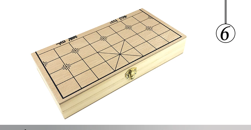 Easytoday Solid Wood Chinese Chess Folding Chessboard Circular Chinese Chess Pieces Entertainment Game Standard Configuration (6)