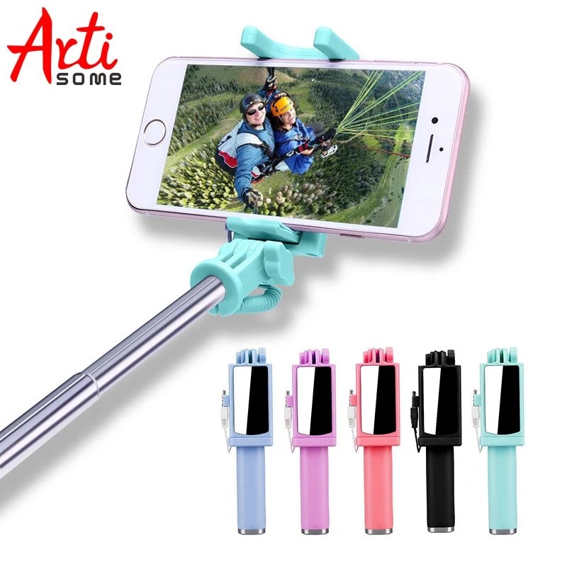 

Universal Selfie Stick For iPhone 5 5S SE 5C 6 6S Plus Monopod Wired Mini Sport Selfie Stick For IOS Androic Perche Selfi Stick