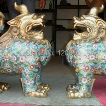 Китай Regius Бронзовый перегородчатые Зло-Хранитель Foo Dog Лев kylin Единорог Пара
