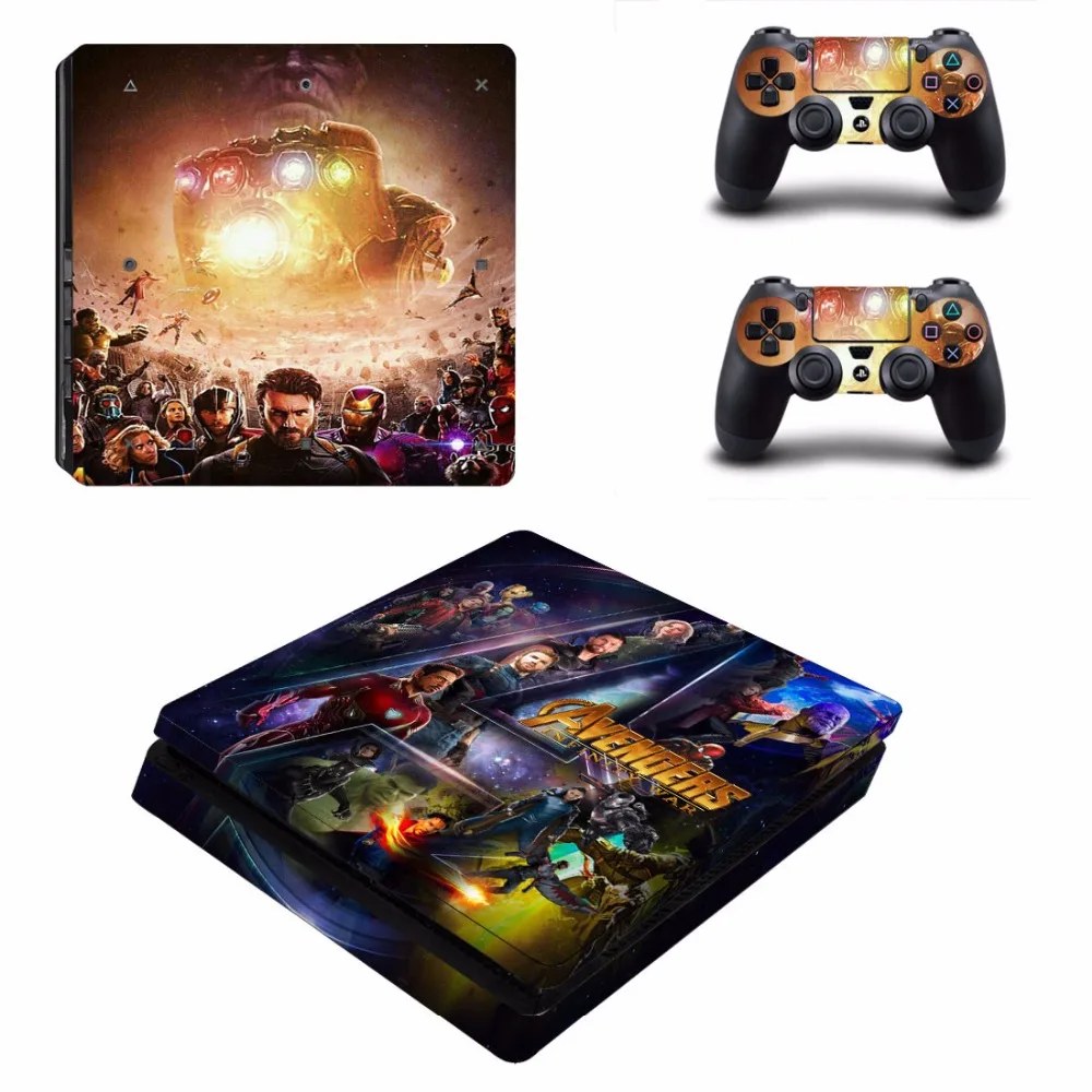 

The Avengers Infinity War PS4 Slim Skin Sticker Decal For Sony PlayStation 4 Console and 2 Controllers PS4 Slim Skins Stickers