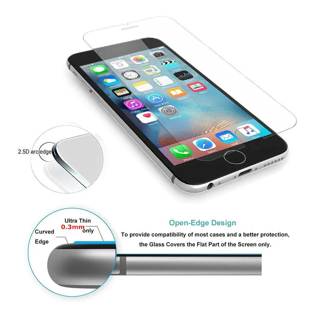 9H 0.26mm 2.5D tempered glass for iphone 6 6s