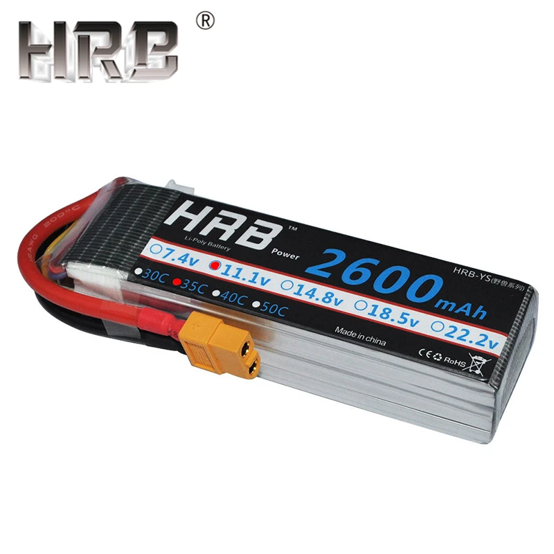 Аккумулятор hrb lipo 2600mAh T Dean 2S 3S 7,4 V 35C XT60 вилка 11,1 V 14,8 V 18,5 V 22,2 V для квадрокоптера Вертолет игрушка RC запчасти 4S 5S 6S