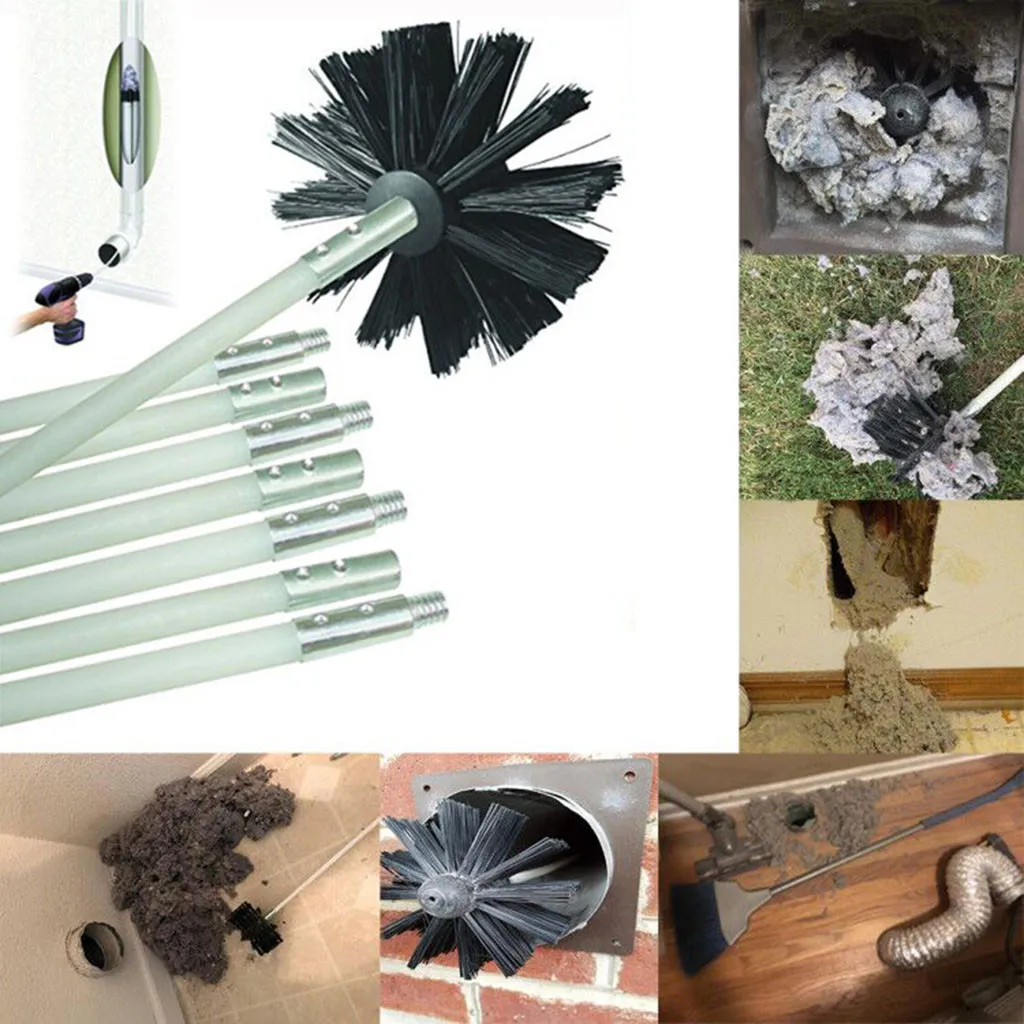 

Dryer Duct Cleaning Kit Lint Remover Extends Up To 16 Feet Synthetic Brush Head Tools durable brush head