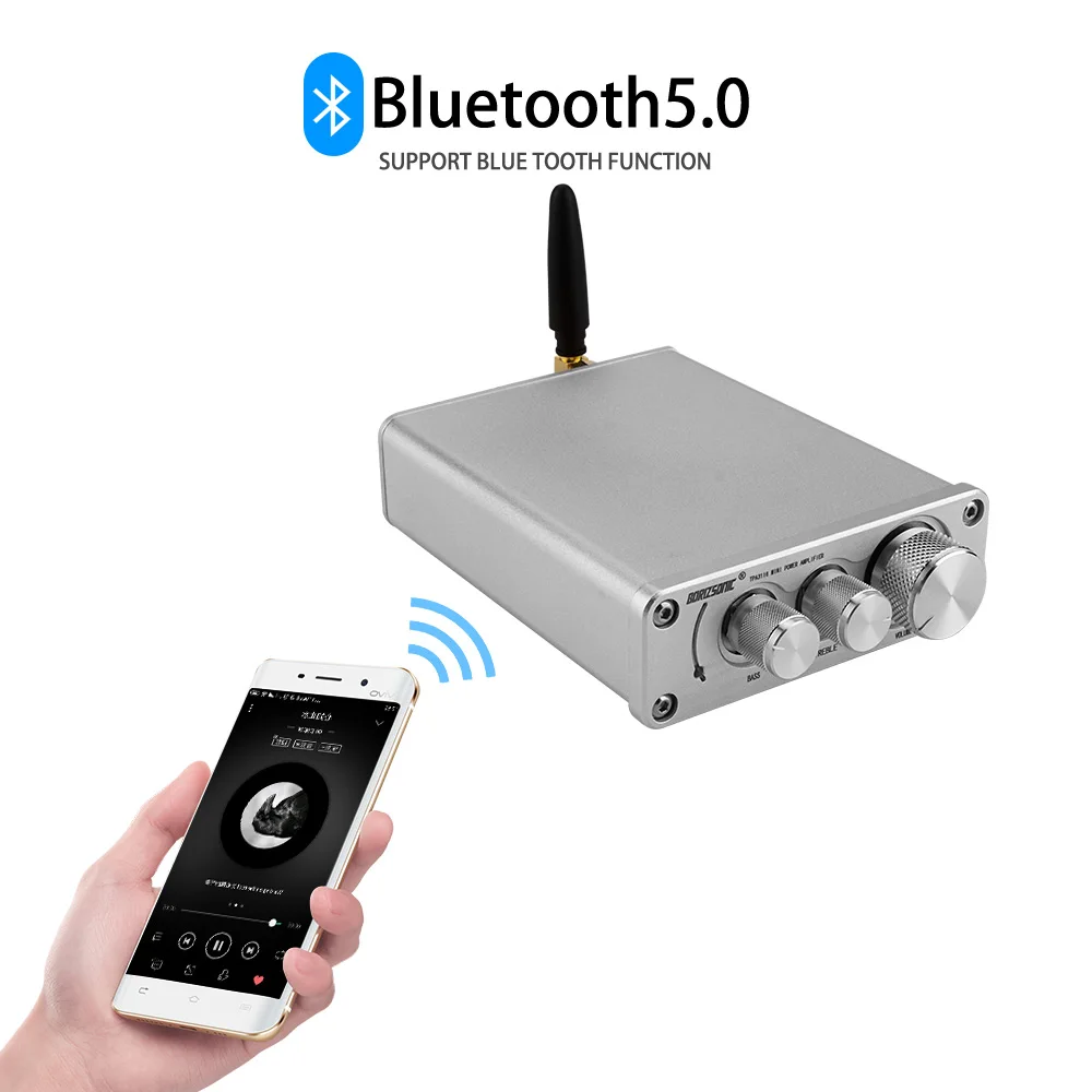 BRZHIFI HIFI мини TPA3116 Bluetooth 5,0 Мощность усилитель стерео 50 Вт* 2 ампер с высокими частотами управление НЧ для дома звуковой Театр