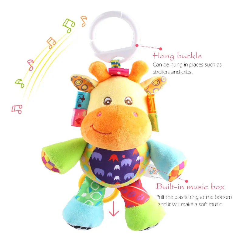 Brinquedos do Bebê Educativos para Recém-nascidos Meses Animal Chocalho Apaziguar Boneca Bonito Elefante Leão Sapo Cão Brinquedos Bebês Música Móvel 0-12 8 Móbiles e chocalhos para bebês