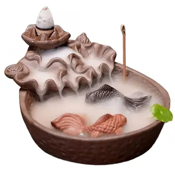 

Fish Backflow Incense Burner Meditation Gifts Home Office Tea House Decor Smoke Waterfall Incense Holder Zen Buddhist Ornaments