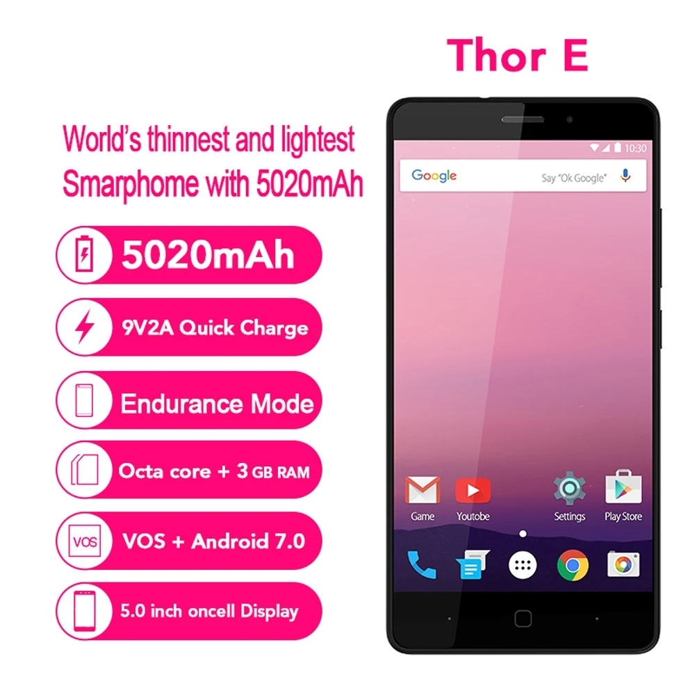 

Vernee 5.0 inch Android 7.0 Smartphone Eight-core 3GB+16GB 5020mAh Dual SIM Apr18