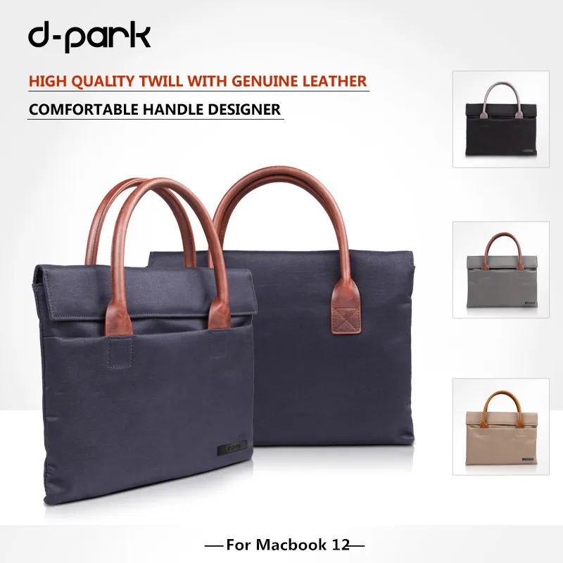 D-парк новая сумка ткань Оксфорд и натуральная кожаный кейс для ноутбука сумки для Apple Macbook 12 дюймов, рукав сумка для ноутбука 12 дюймов