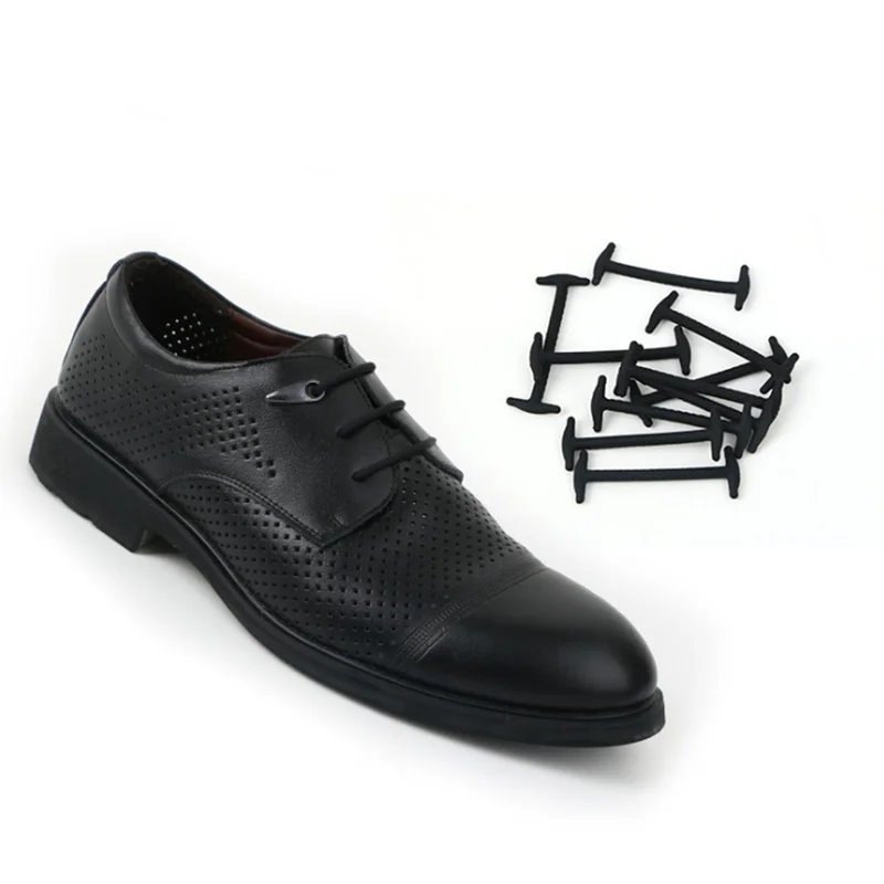 10pcslot Silicone Shoelaces For Leather Shoes Special Shoelace No Tie Shoe Laces For Men Business Lacing Shoes Rubber Shoelace (10)