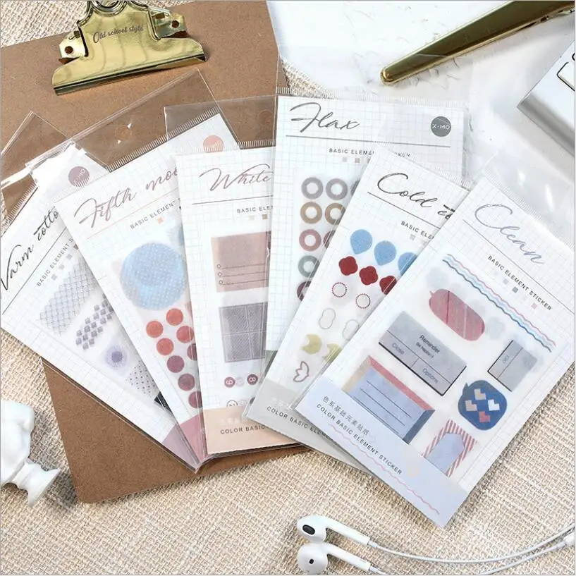 

4 pcs/lot geometry Index Paper Sticker DIY Scrapbooking Diary Sticker Kawaii Stationery Sticker for Kids