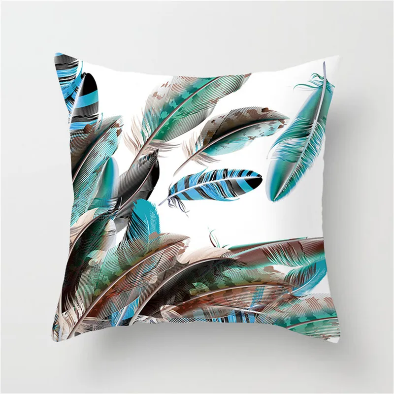 Fuwatacchi чехол для подушки с перьями павлина красивый цвет контрастная наволочка с изображением перьев для дивана автомобиля домашний декор чехол для подушки