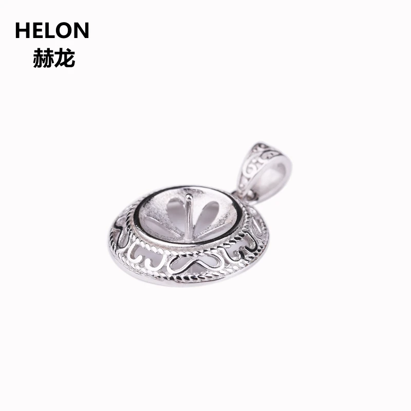 

925 Sterling Silver Women Pendant 11-13mm Round Bead Pearl Semi Mount Pendant Vintage Wholesale DIY Stone
