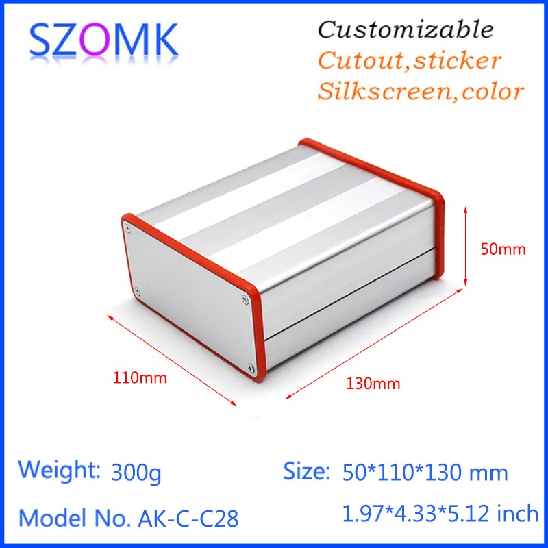 1 шт., szokm анодированный экструдированный алюминиевый корпус шкафа для pcb с силиконовыми кольцами 50*110*130 мм алюминиевый чехол распределительная коробка