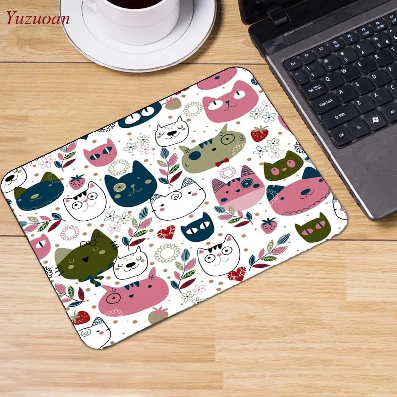 Yuzuoan коврик для мыши с милым котом, подарок для домашних животных, индивидуальный дизайн, противоскользящий игровой коврик для мыши, модный коврик для мыши, большая рекламная акция в России