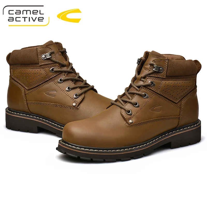 Camel Active/Новинка; высококачественные мужские зимние модные ботинки из натуральной кожи с круглым носком на шнуровке в байкерском стиле; ботильоны; шерстяные зимние ботинки