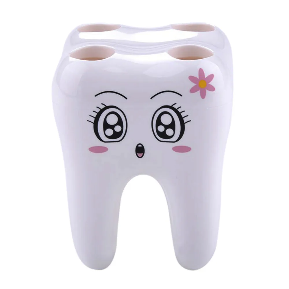 Teeth Styling Toothbrush Holder Cartoon 4 Hole Style Vertical Tray Brush Container Bathroom Accessories Set Household Items