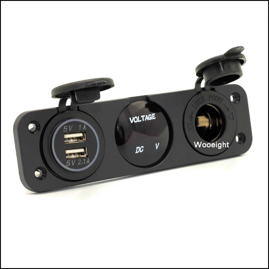 Wooeight Dual USB Car Charger Plug USB Adaptor 12V Cigarette Light Socket LED Digital Voltmeter For Marine Boat Cars Motorcycle (8)