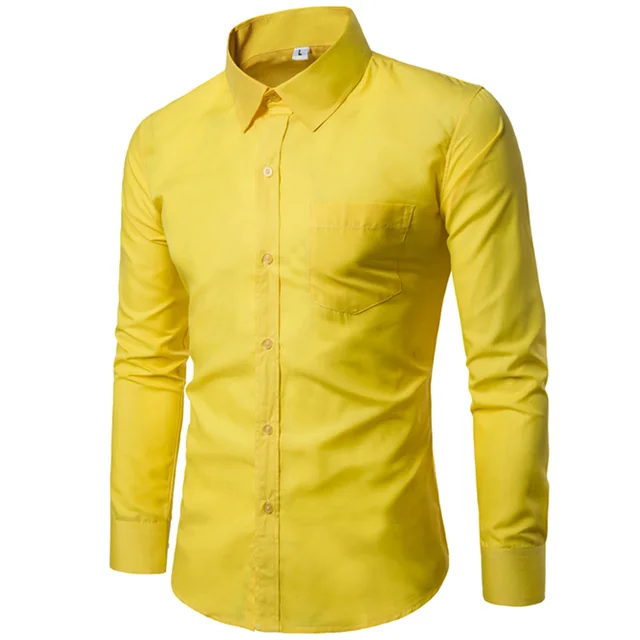 Aliexpress.com : Buy New Brand 2018 Men Shirt Solid Color Dress Shirt ...