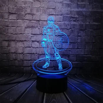 

New Marvel Figure 3D Lamp Captain America Cartoon Night Light RGB LED Bulb Light Decor Home Table Party Mood Lava Kids Gift Toy