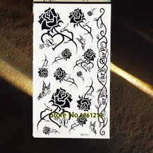 Black Henna Roses Temporary Tattoo Women Fake Flash Body ARt ARm Tattoo Paste GGF313 Sexy Flower Black Henna Tattoo Sticker