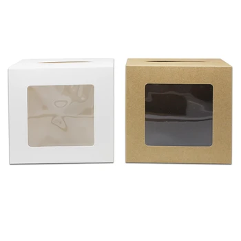 

White / Brown Wedding Kraft Paper Box Packaging For Party Guest Favor Gift DIY Craft Candy Cake Storage Christmas Decoration Box