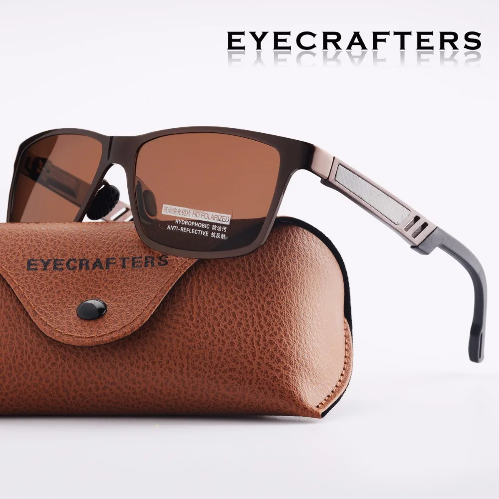 

Eyecrafters Brown Designer Men's Aluminum Polarized Sunglasses Mens Driving Mirrored Sun Glasses Retro Vintage Square Eyewear