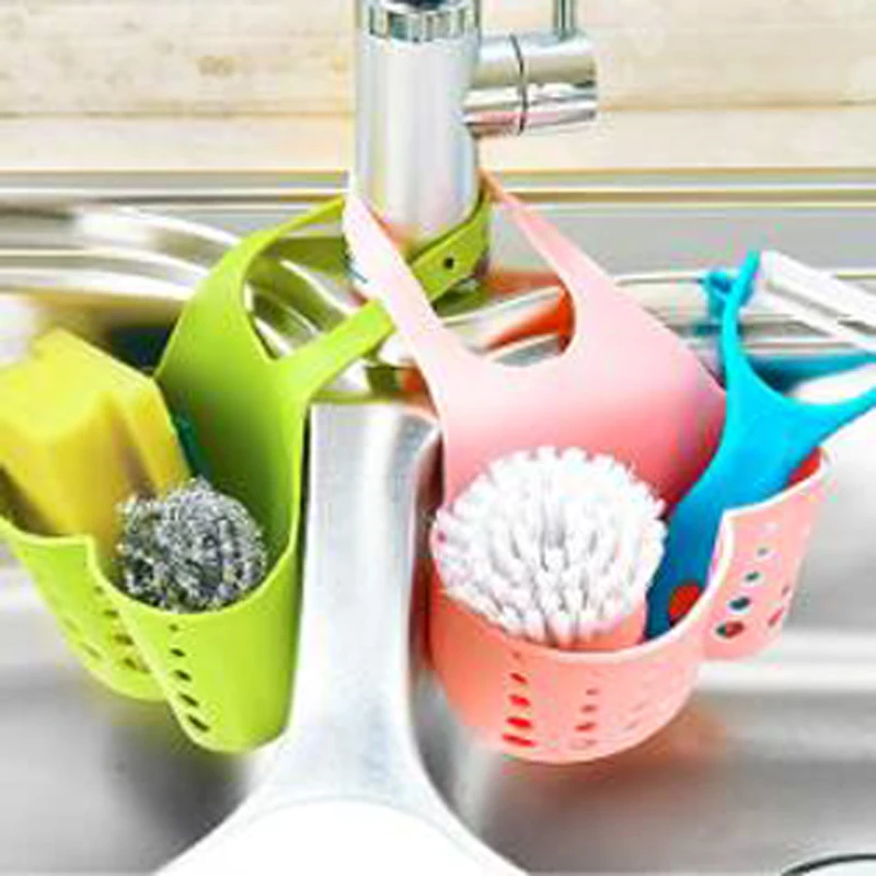 5 Colors Portable Basket Home Kitchen Hanging Drain Basket Bag Bath Storage Tools Sink Holder Kitchen Accessory vaciar cesta