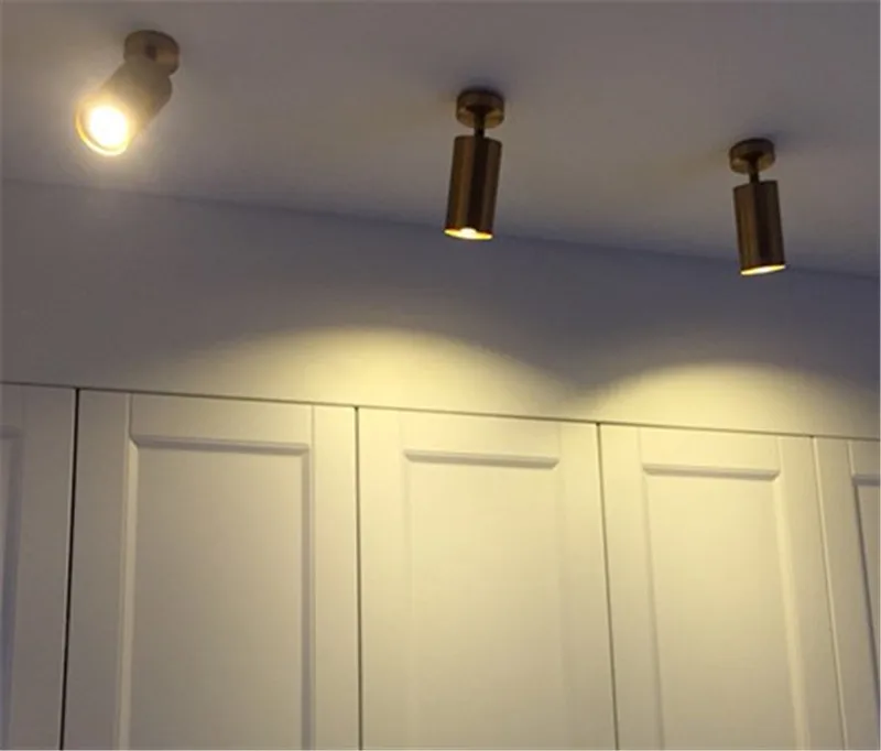 Online Luxus messing kupfer track strahler led decken lampe wohnzimmer wand gang bar Gu10 tracking licht kit gold lampe