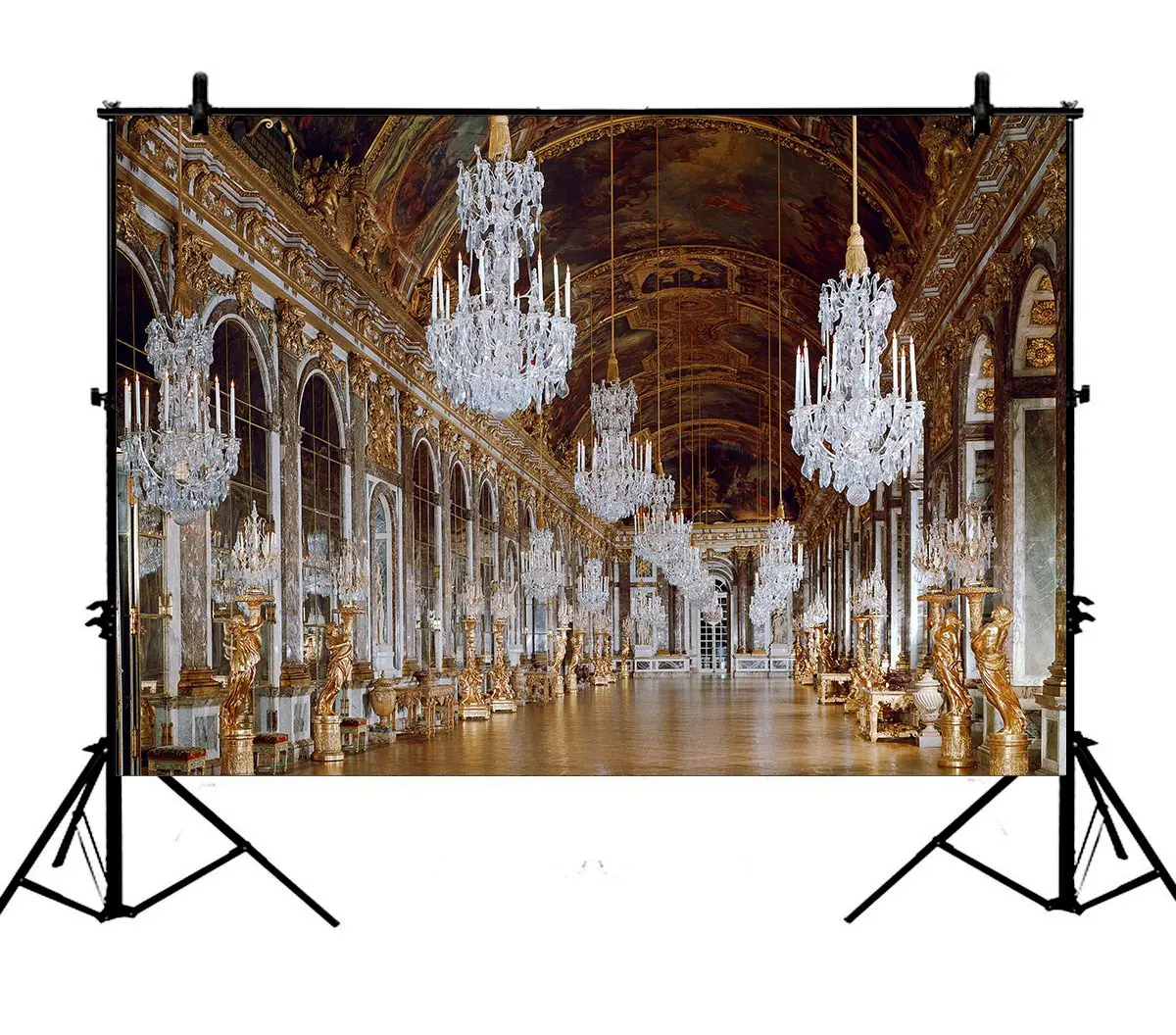 

5x7ft Versailles Palace Mirror Gallery Luxury Chandelier Polyester Photo Background Portrait Backdrop