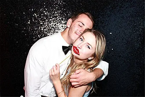 

10FT*10FT Black Sequin Photobooth Backdrop for Wedding Decoration,Sparkling Party Background,Sequin Curtain Backdrop-300x305cm