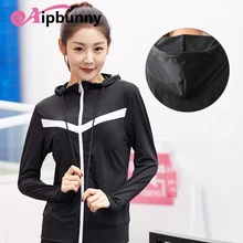 Aipbunny осенние с сеткой женские спортивные топы для фитнеса с длинными рукавами и капюшоном для йоги, рубашки для прогулок, бега, спортивный костюм для девочек