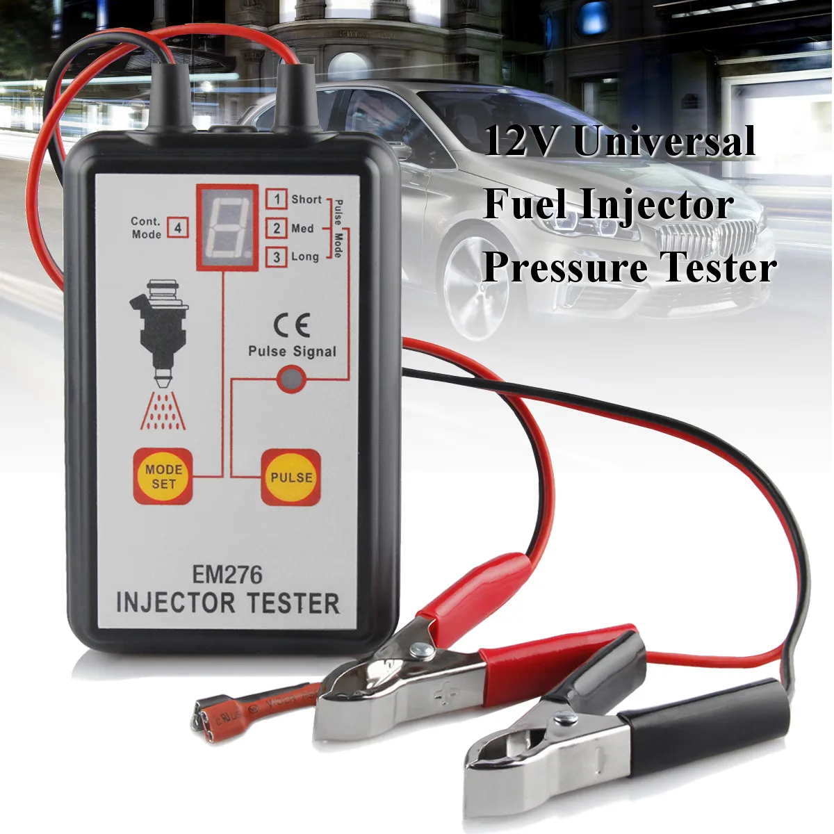 

12V universal Fuel Pressure Tester EM276 Injector Tester Fuel Injector 4 Pluse Modes Tester Fuel Pump System Diagnostic Analyzer