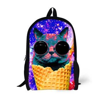 

THIKIN Primary Bag 3D Galaxy Sunglasses Cat Printing Schoolbags For Teenage Girls Casual School Bag Children Backpack Mochila