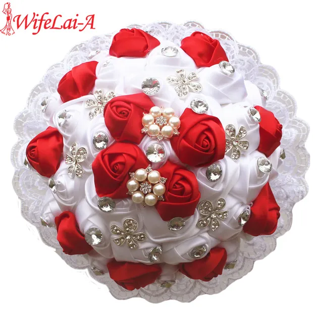 Wifelai A 1piece Luxury White Red Rose Flowers Lace Brooch Bridal Wifelai A 1piece Luxury White Red Rose Flowers Lace Brooch Bridal Bouquets Diamonds Sch Wedding